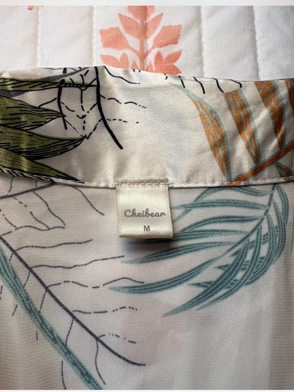 Silky Botanical-Print Women’s Pajama Set in Ivory and Multi - Picture 5 of 8